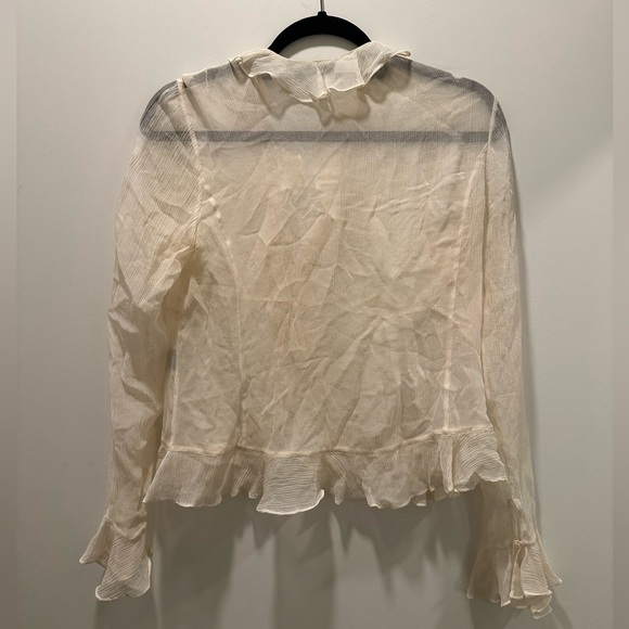 Ralph Lauren Cream Bell Sleeve Ruffled Blouse - Picture 2 of 3